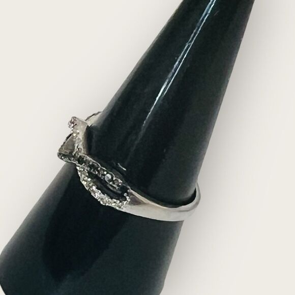 Paved Silver Ring size 8, black & clear CZ stamped .925 - Picture 6 of 9